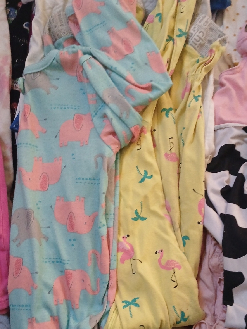 child of mine Pink Elephant & Yellow Flamingo Pajama Set